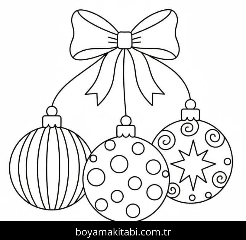 Noel Topları boyama sayfası – renkli çizimler, okul öncesi