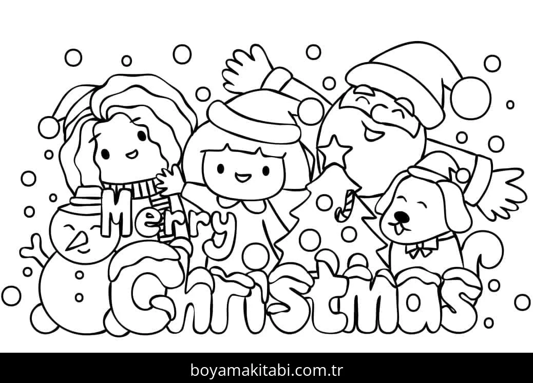 Noel ve Yılbaşı boyama sayfası #34 – renkli çizimler, dikkat ve odaklanma geliştirir