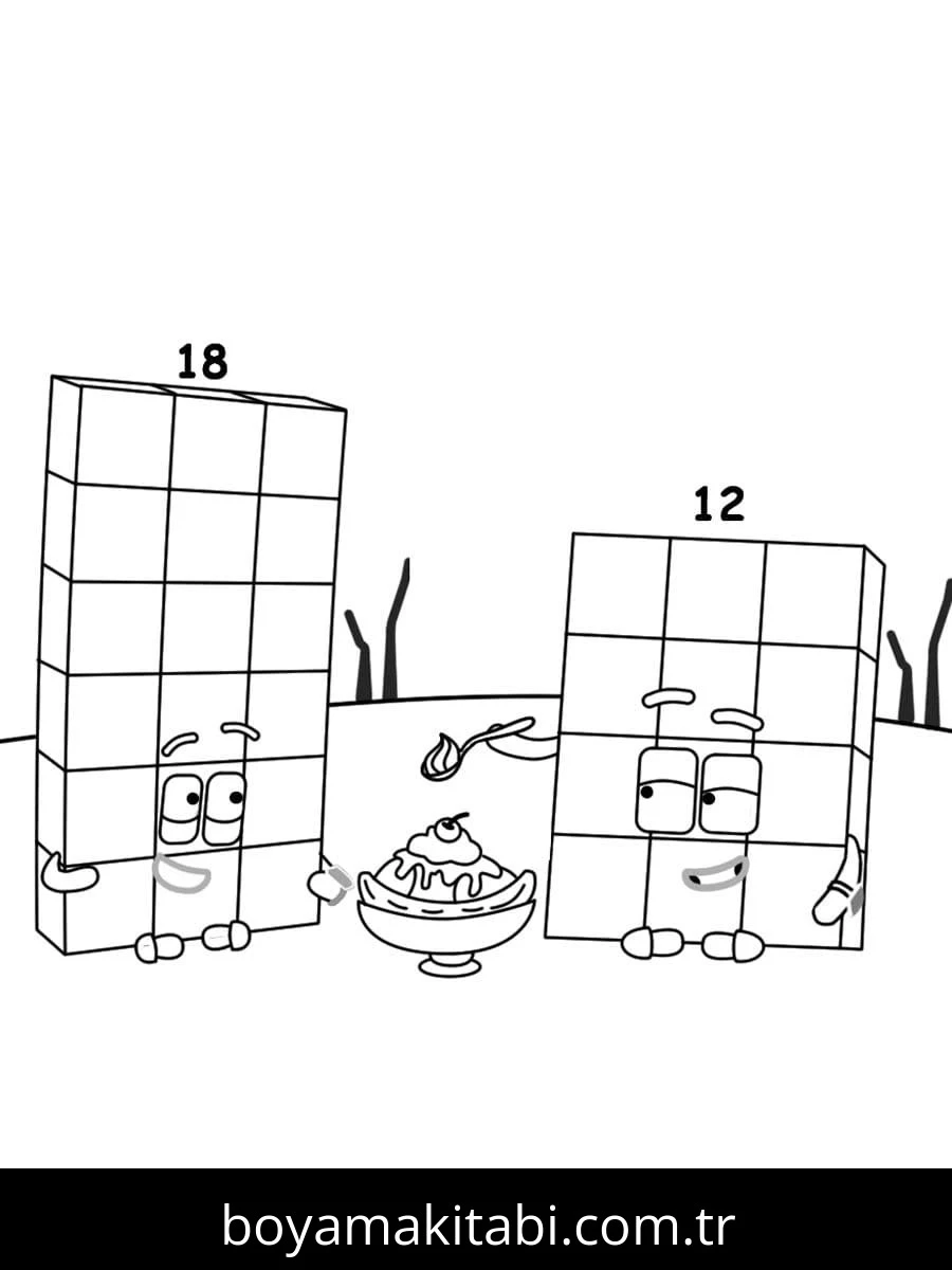 Numberblocks boyama sayfası – el becerilerini geliştirir, boyama çalışması