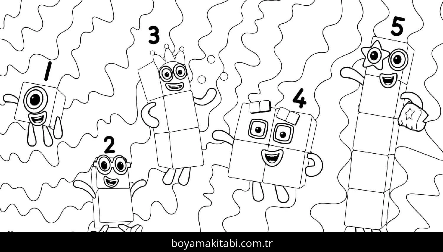 Numberblocks boyama sayfası – keyifli zaman, renkli çizimler