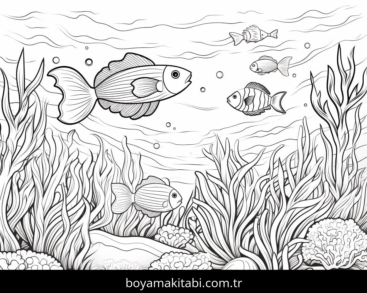 Okyanus boyama sayfası – yaratıcılık, eğlenceli etkinlik