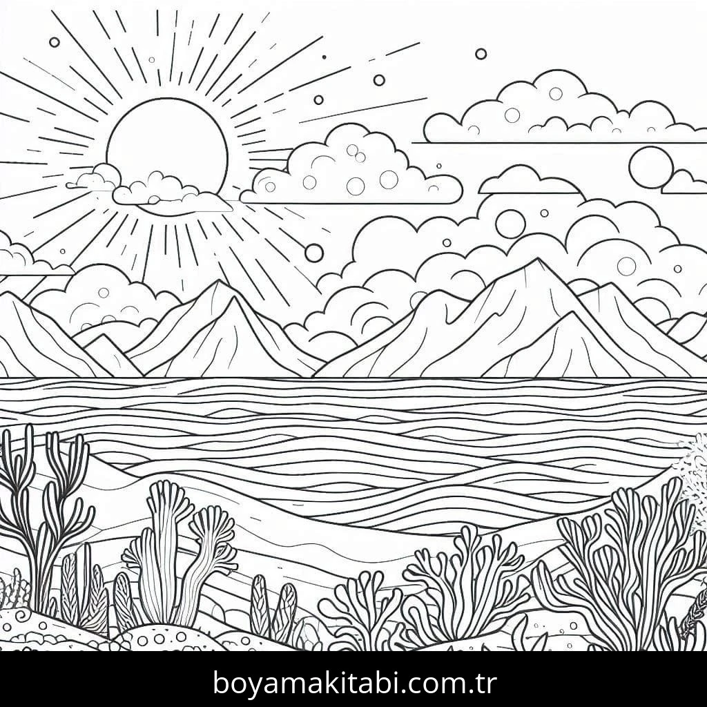 Okyanus boyama sayfası – kolay boyama, eğitici aktivite