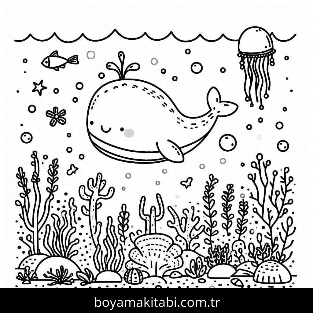 Okyanus boyama sayfası – sanatsal çalışma, çocuklar için