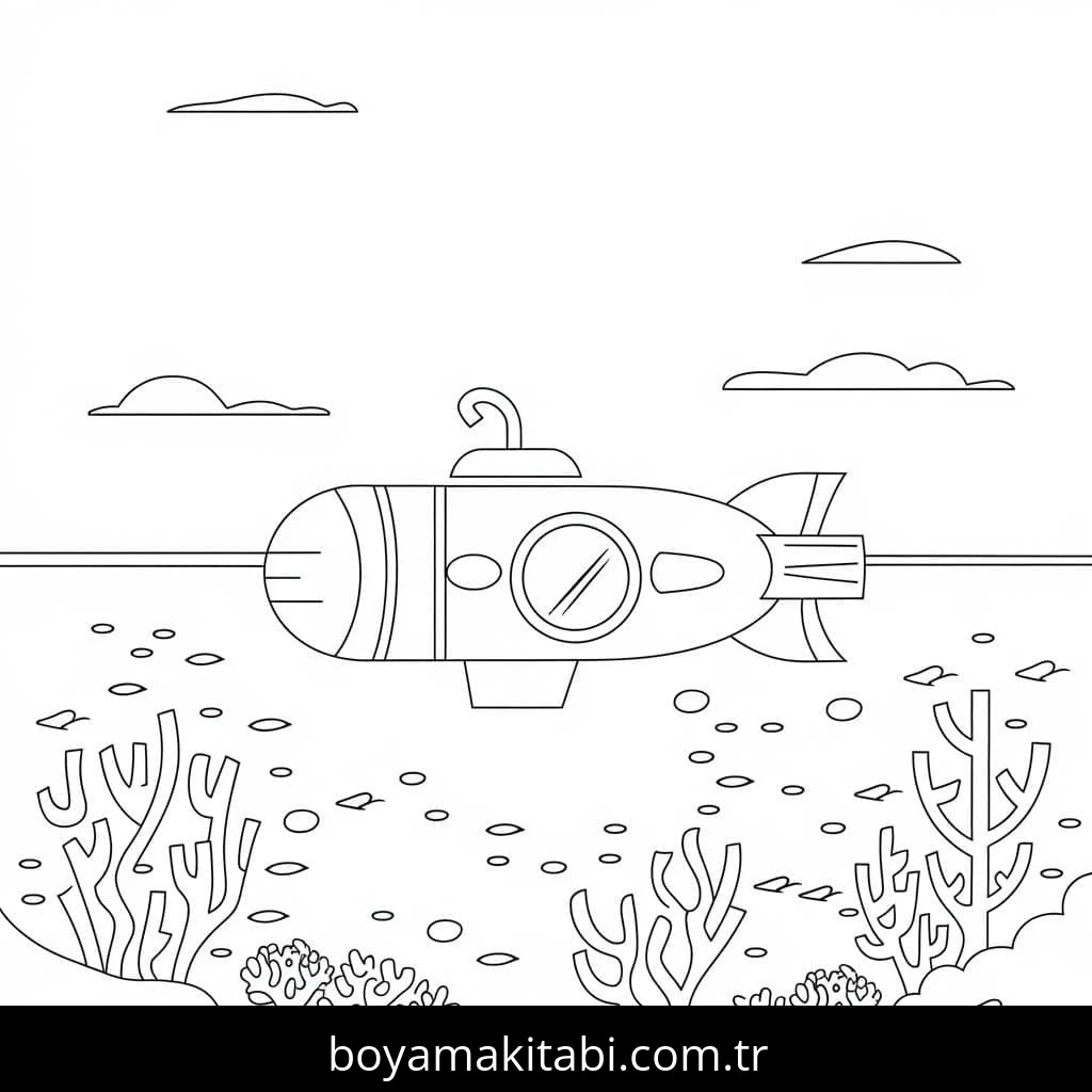 Okyanus boyama sayfası – basit çizim, kolay boyama