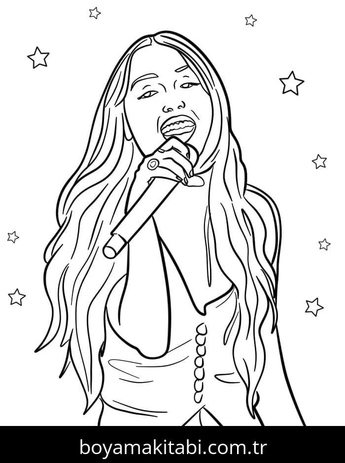 Olivia Rodrigo boyama sayfası – PDF indir, sevimli karakter