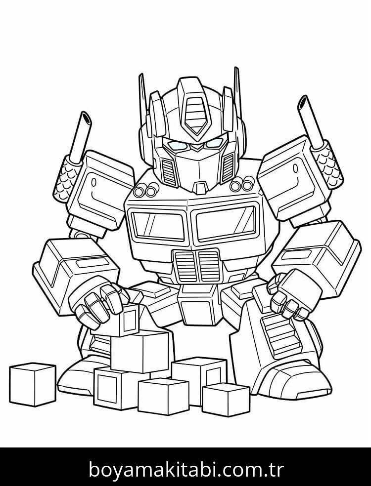 Optimus Prime boyama sayfası – sanatsal çalışma, çocuklar için