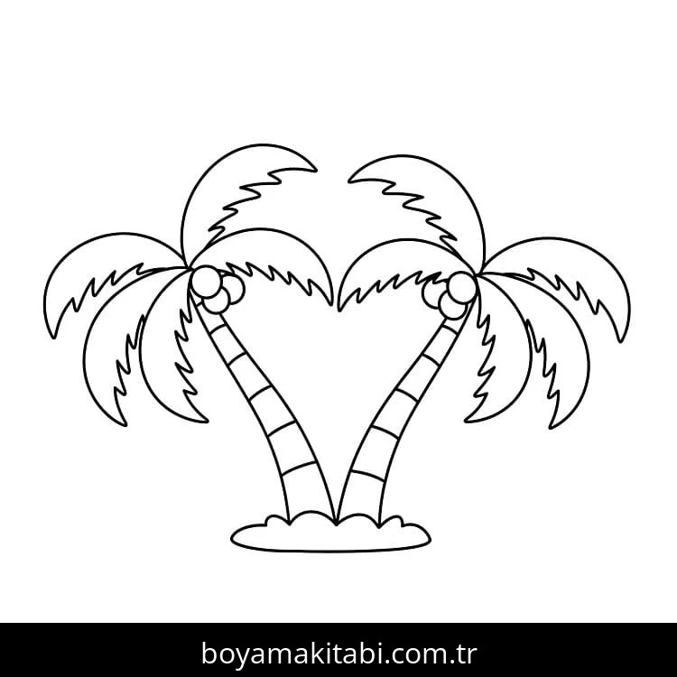 Palmiye Ağacı boyama sayfası – sevimli karakter, sanatsal çalışma