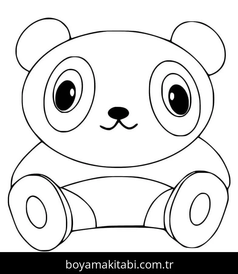 Panda boyama sayfası – çizgi film temalı, basit çizim