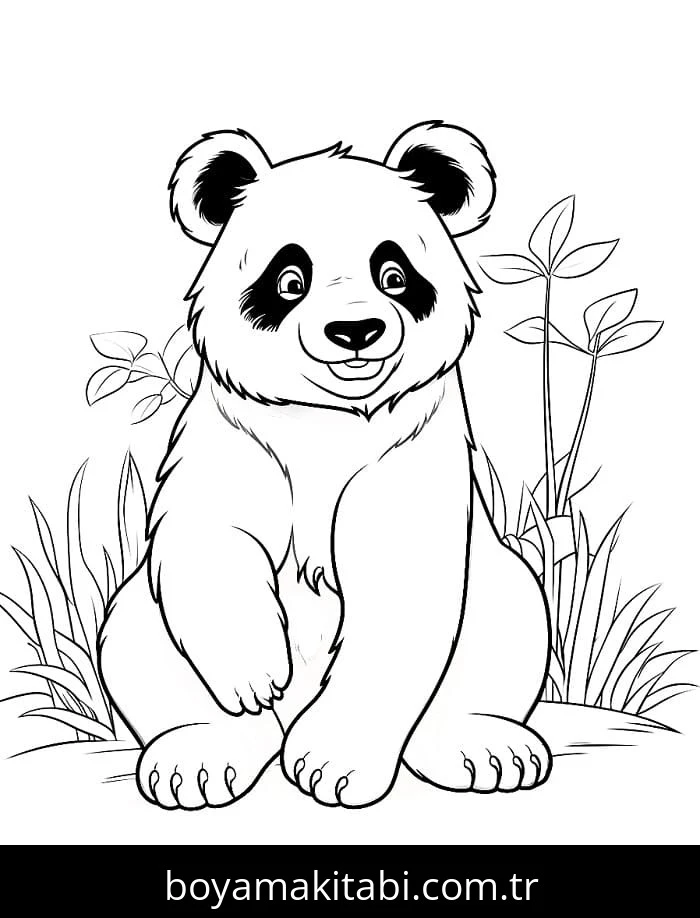 Panda boyama sayfası – PDF indir, sevimli karakter