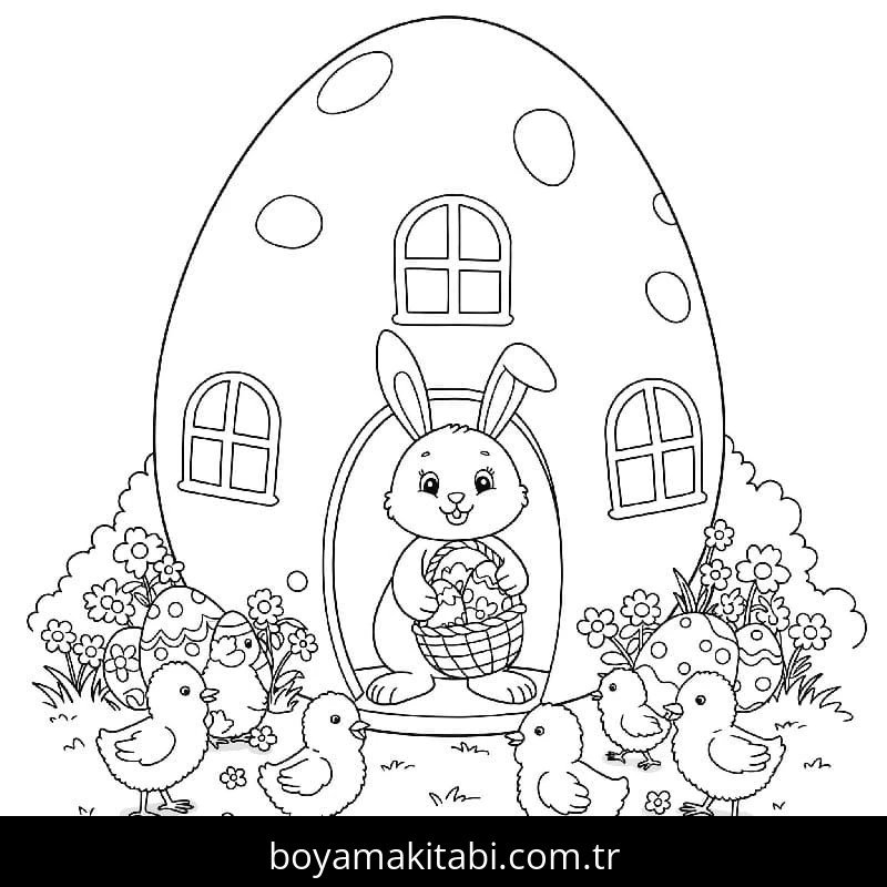 Paskalya Tavşanı boyama sayfası – PDF indir, sevimli karakter