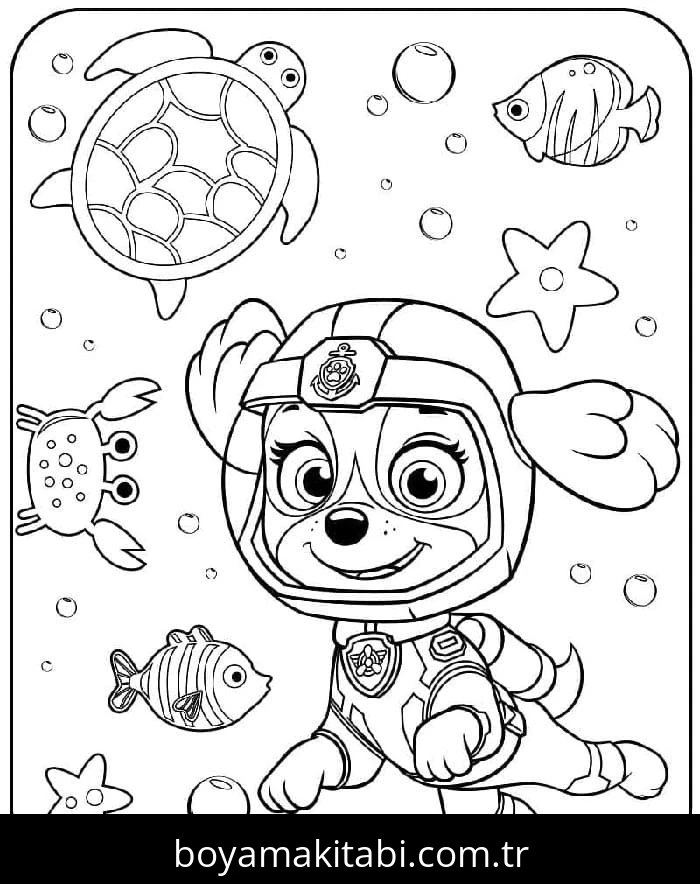 Paw Patrol boyama sayfası #210 – sevimli karakter, sanatsal çalışma