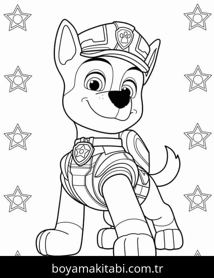 Paw Patrol boyama sayfası #211 – çizgi film temalı, basit çizim