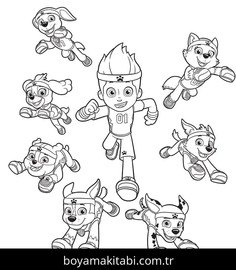 Paw Patrol boyama sayfası #213 – el becerilerini geliştirir, boyama çalışması