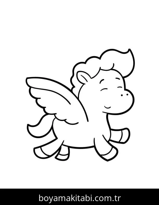 Pegasus boyama sayfası #23 – basit çizim, yaz tatili etkinliği