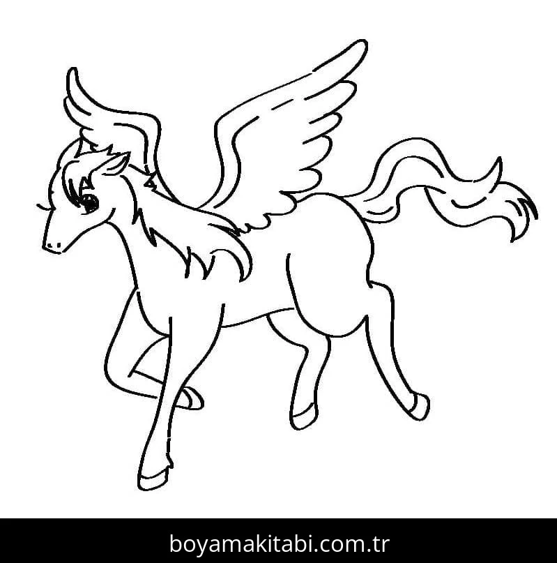 Pegasus boyama sayfası #36 – sabır ve özgüven kazandırır, yaratıcı sanat çalışması