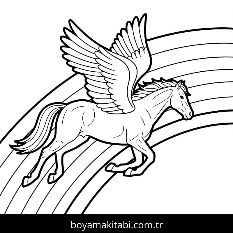Pegasus boyama sayfası #39 – A4 baskıya uygun, ücretsiz yazdır