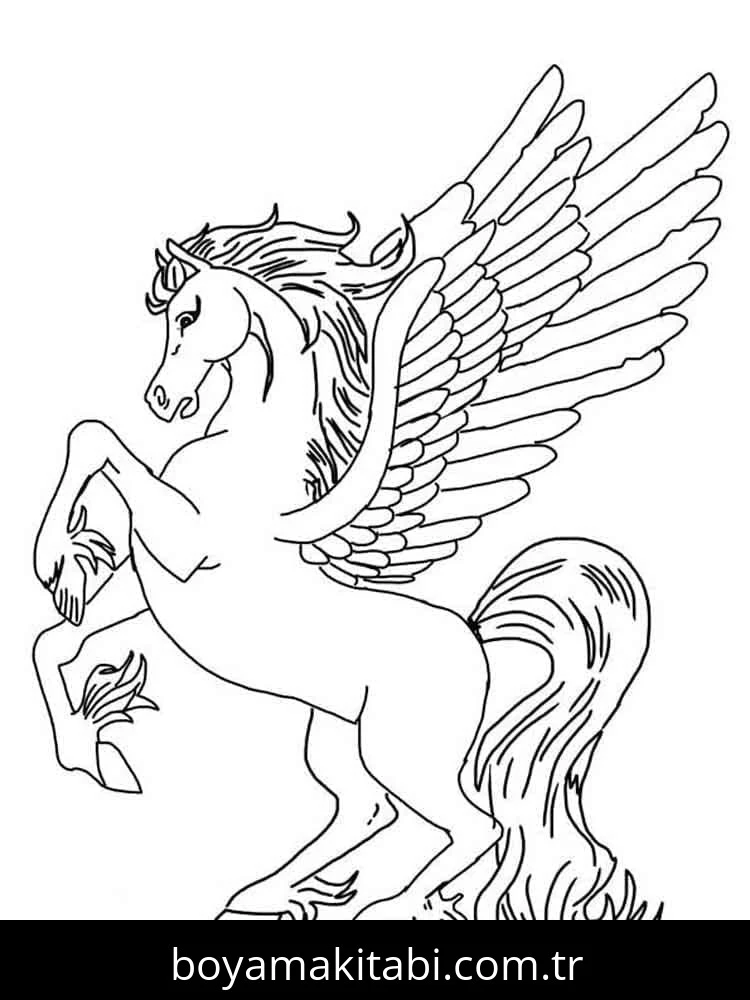 Pegasus boyama sayfası #54 – sevimli karakter, sanatsal çalışma