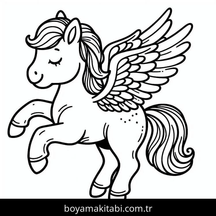 Pegasus boyama sayfası #55 – çizgi film temalı, basit çizim