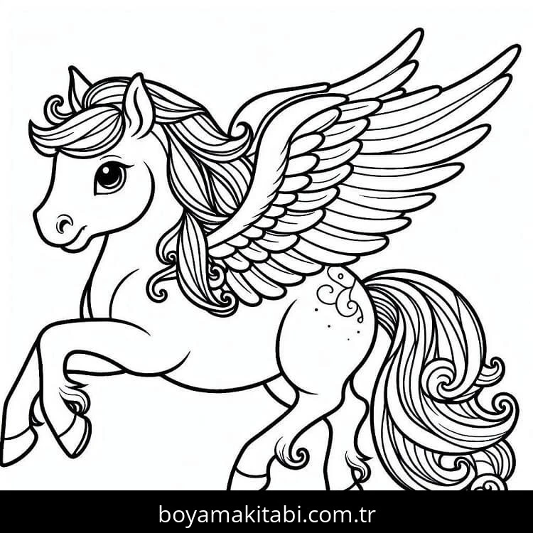 Pegasus boyama sayfası #57 – el becerilerini geliştirir, boyama çalışması