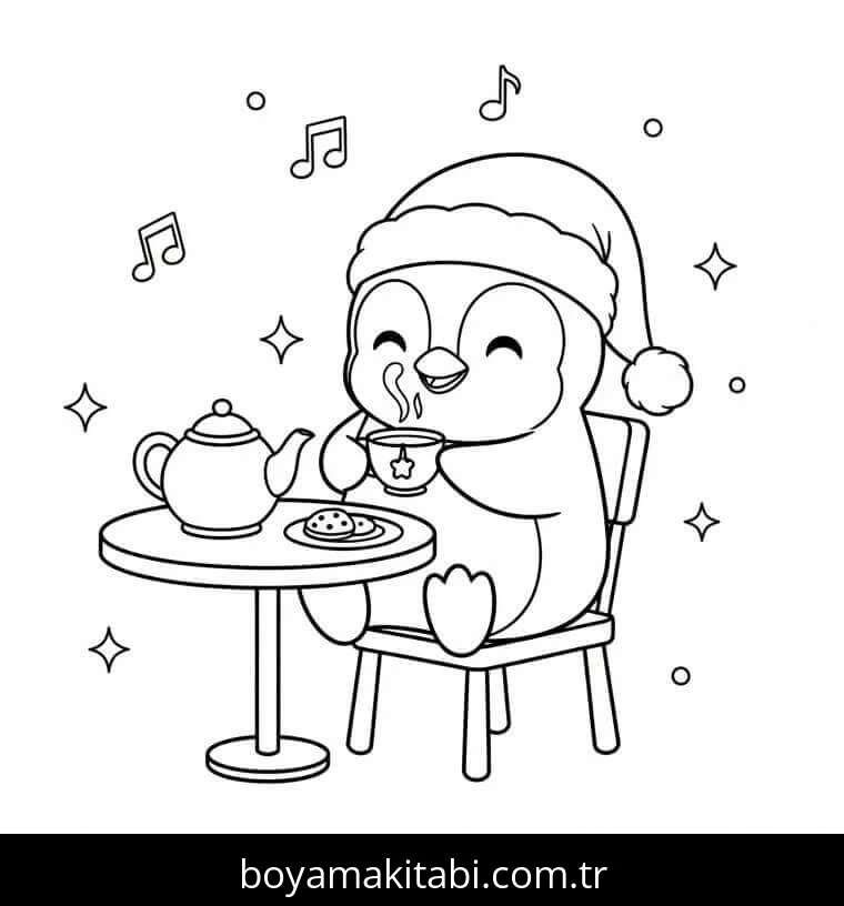 Penguen boyama sayfası – PDF indir, sevimli karakter