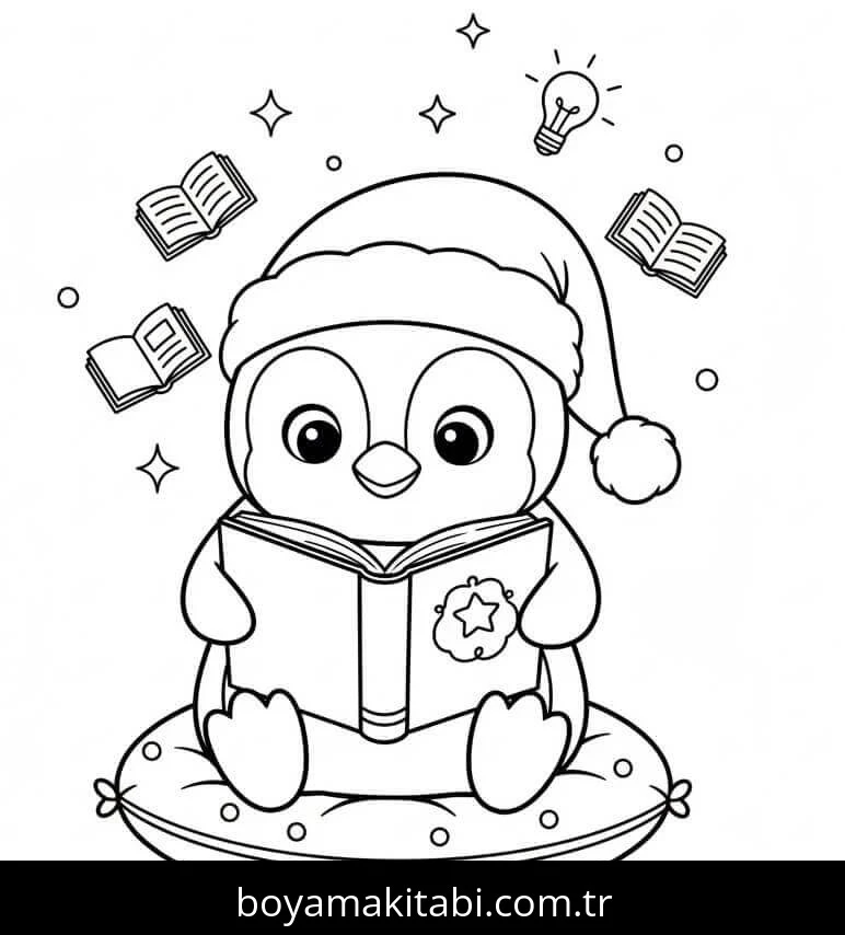 Penguen boyama sayfası – sevimli karakter, sanatsal çalışma