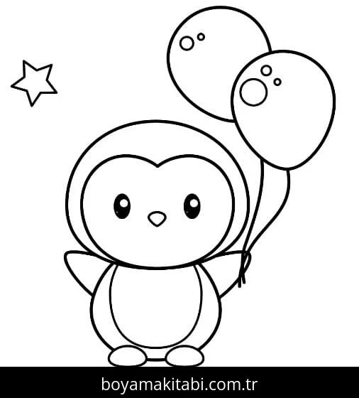 Penguen boyama sayfası – eğlenceli etkinlik, el becerilerini geliştirir