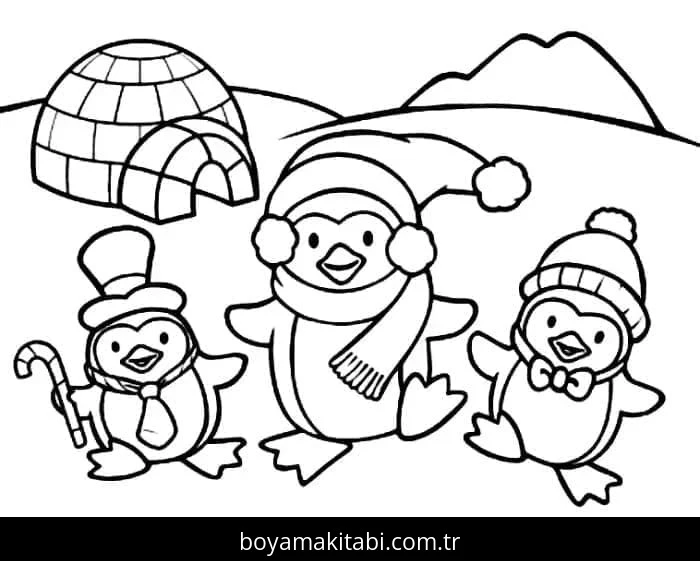 Penguen boyama sayfası – boyama etkinliği, çocuk aktivitesi