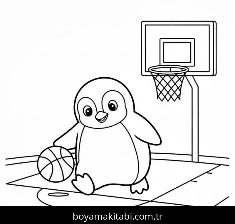 Penguen boyama sayfası – sevimli karakter, sanatsal çalışma