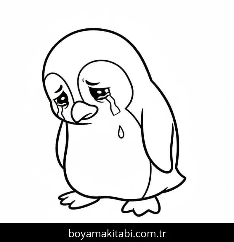 Penguen boyama sayfası – çizgi film temalı, basit çizim