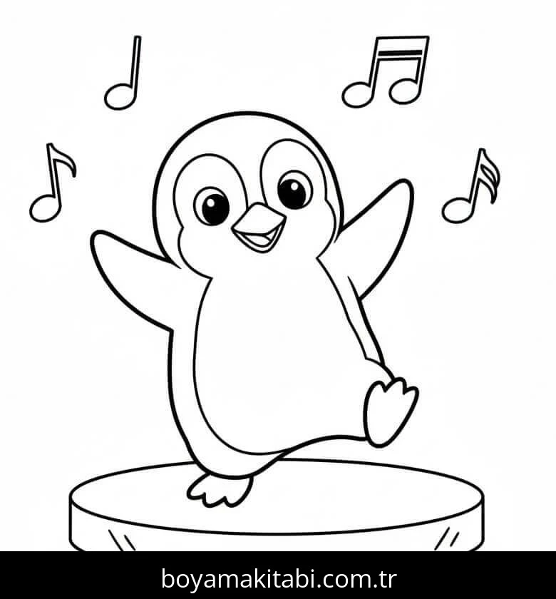 Penguen boyama sayfası – sanatsal çalışma, çocuklar için