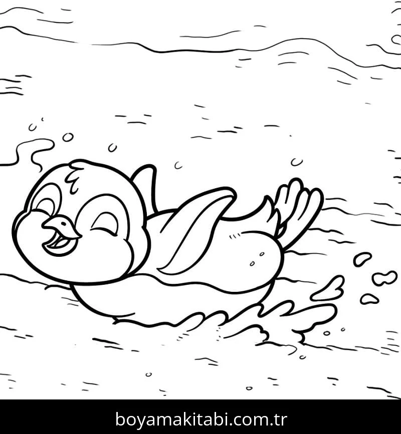 Penguen boyama sayfası – basit çizim, kolay boyama