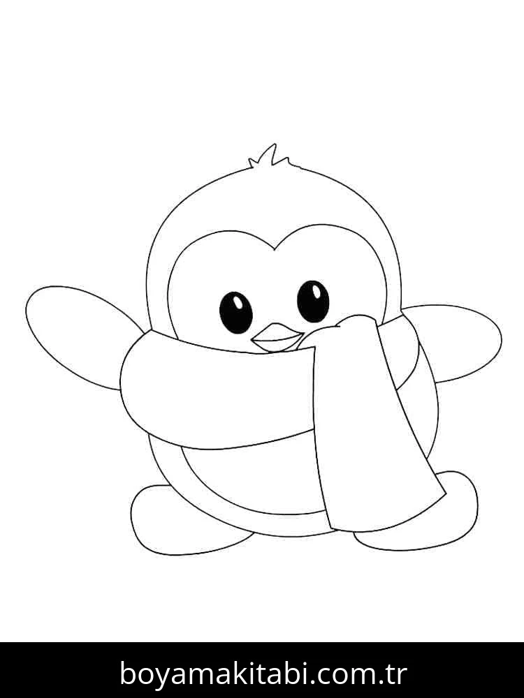 Penguen boyama sayfası – boyama çalışması, yaratıcılığı geliştirir