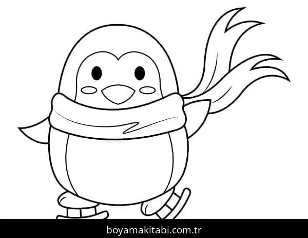 Penguen boyama sayfası – renkli çizimler, okul öncesi
