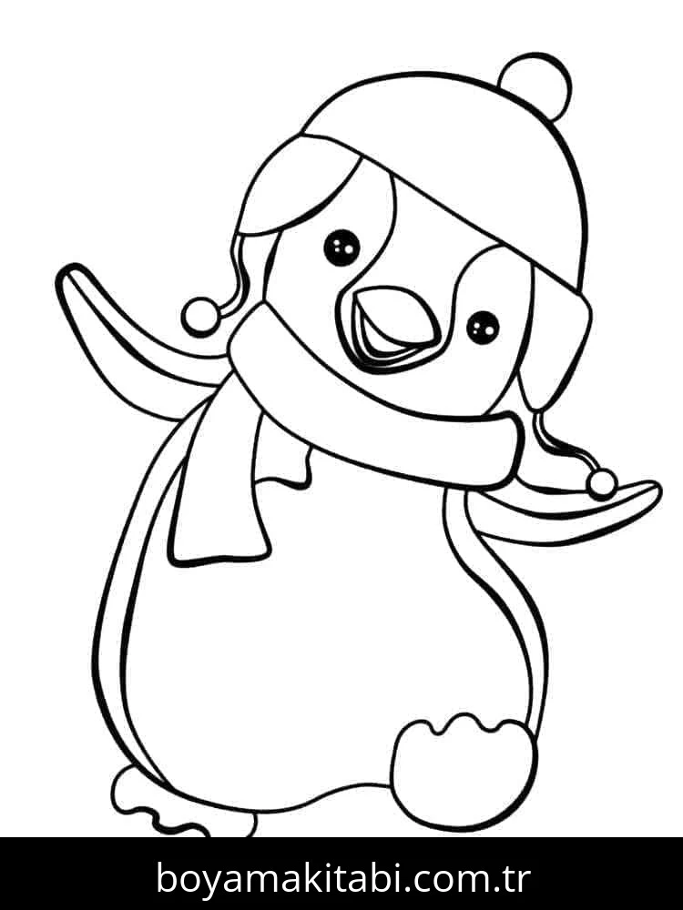 Penguen boyama sayfası – PDF indir, sevimli karakter