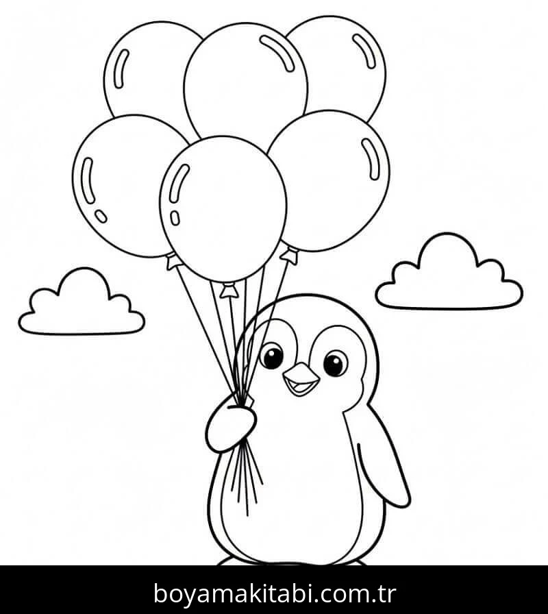 Penguen boyama sayfası – çocuklar için, çizgi film temalı