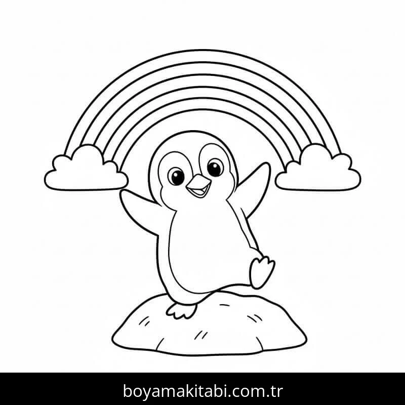 Penguen boyama sayfası – eğlenceli etkinlik, el becerilerini geliştirir