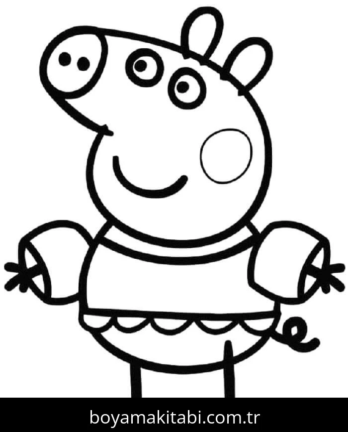Peppa Pig boyama sayfası – çizgi film temalı, basit çizim