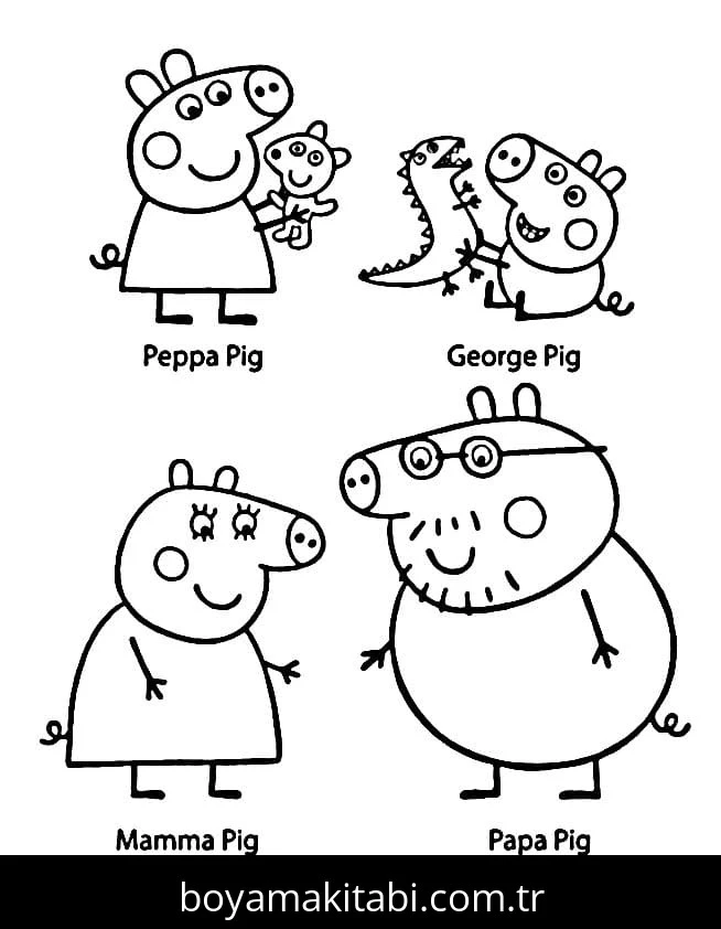Peppa Pig boyama sayfası – keyifli zaman, renkli çizimler