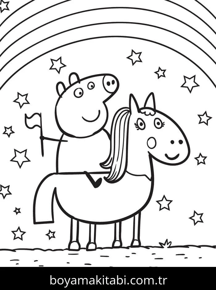 Peppa Pig boyama sayfası – çocuk aktivitesi, PDF indir