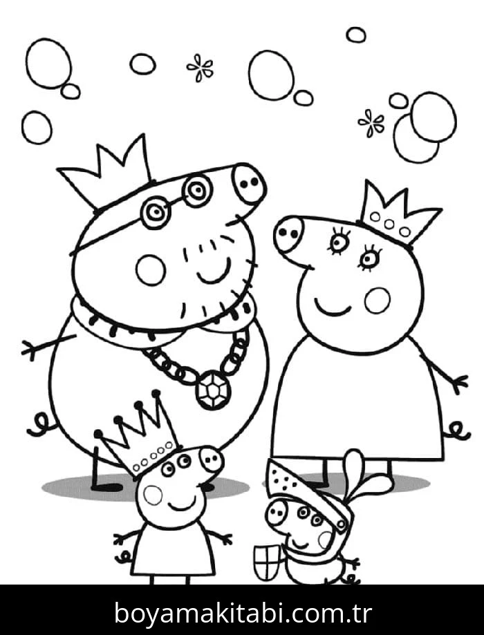 Peppa Pig boyama sayfası – kolay boyama, eğitici aktivite