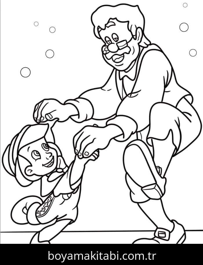 Pinokyo boyama sayfası #24 – PDF indir, sevimli karakter