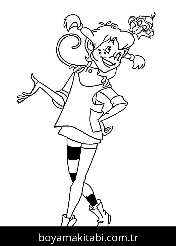 Pippi Uzunçorap boyama sayfası – eğitici aktivite, yaratıcılık