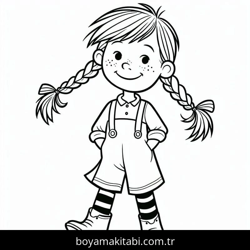 Pippi Uzunçorap boyama sayfası – çocuklar için, çizgi film temalı