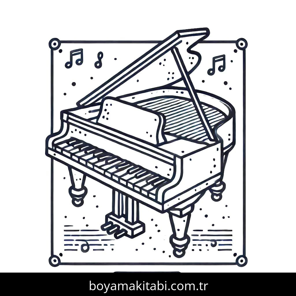 Piyano boyama sayfası – el becerilerini geliştirir, boyama çalışması