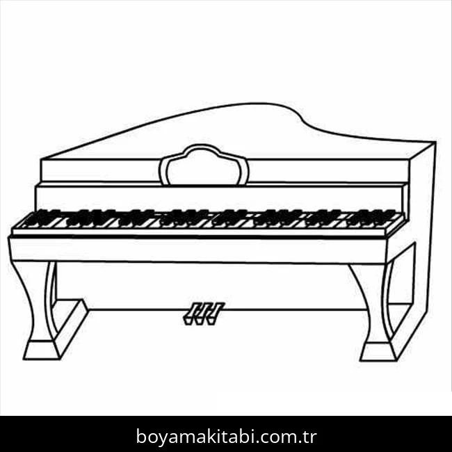 Piyano boyama sayfası – keyifli zaman, renkli çizimler