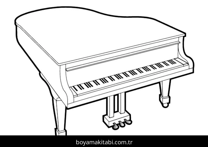 Piyano boyama sayfası – basit çizim, kolay boyama