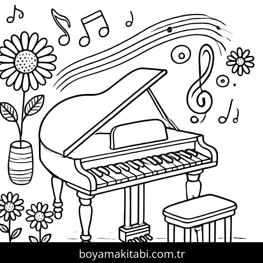 Piyano boyama sayfası – ücretsiz yazdır, boyama etkinliği