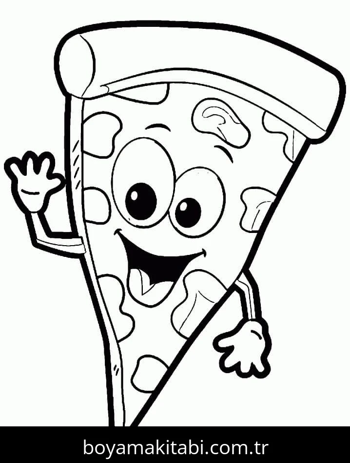 Pizza boyama sayfası – renkli çizimler, okul öncesi