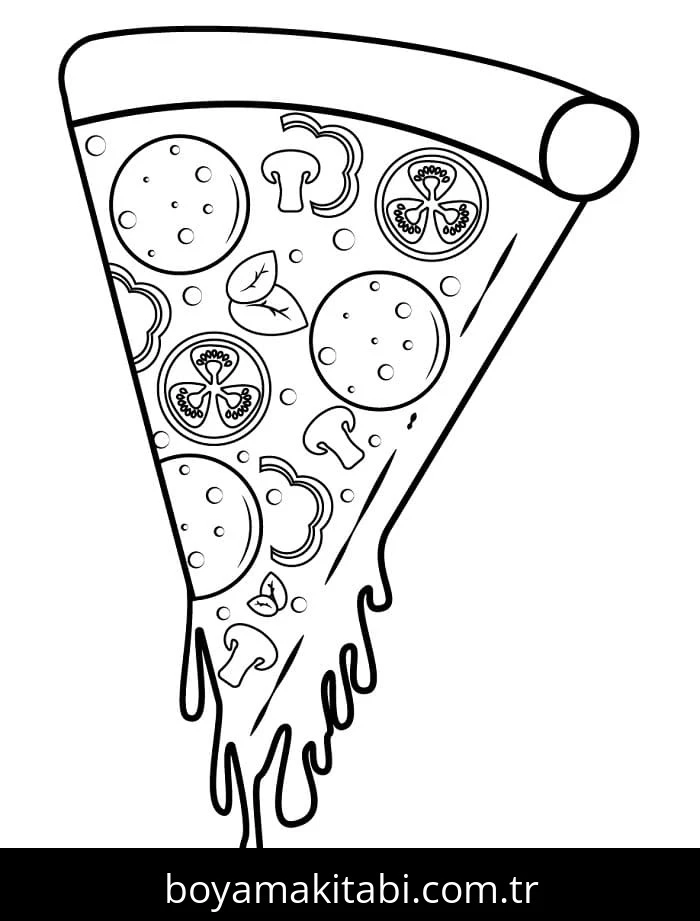 Pizza boyama sayfası – yaratıcılığı geliştirir, keyifli zaman