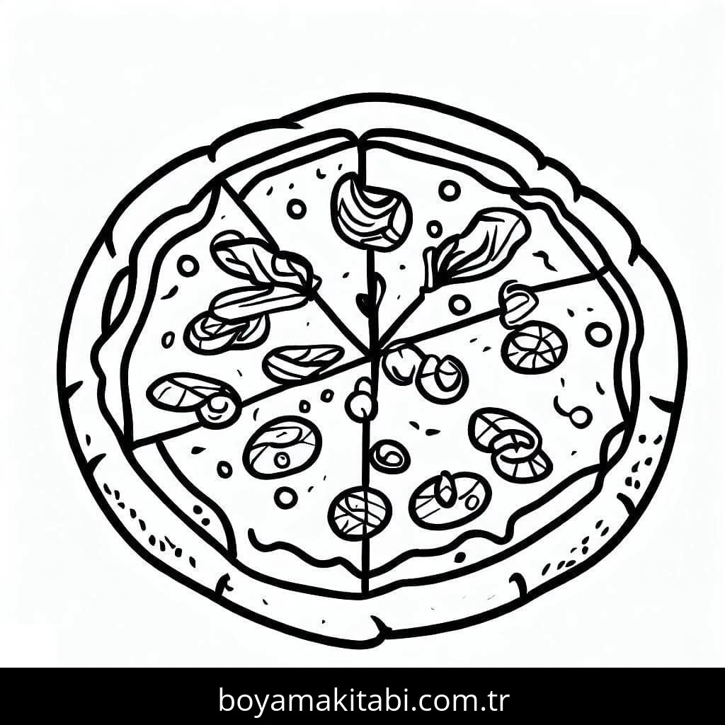 Pizza boyama sayfası – keyifli zaman, renkli çizimler